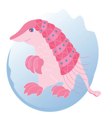 WebPink Fairy Armadillo. Chlamyphorus truncatus. Flat vector Isolated on the white background. Unique Animals. This illustration is perfect for postcards, invitation cards and stickers