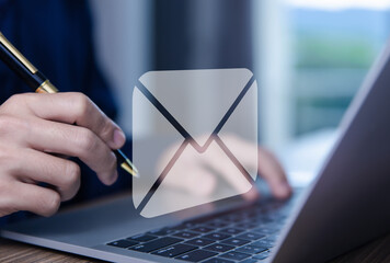 electronic mail concept is online communication on the Internet network Receiving	
