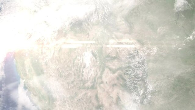Earth zoom in from space and focus on Clinton, Utah, USA. 3D Animation. Background for travel intro.	