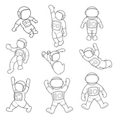 hand drawn doodle adorable astronaut collection