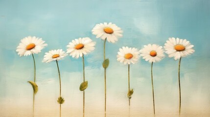 Artistic illustration of daisies in a modern and imaginative style. AI generated