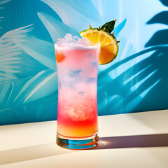 Colorful cocktail with summer background