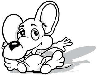 Drawing of a Mouse Lying on the Ground from Front View