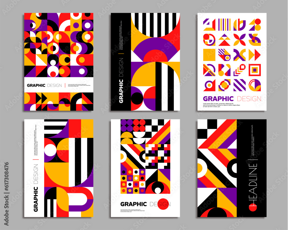 Aufkleber bauhaus posters. geometric abstract background patterns. vector cover templates with abstract geomet
