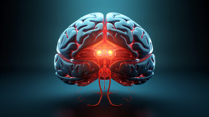 3d rendered illustration of human brain. Generative Ai. 
