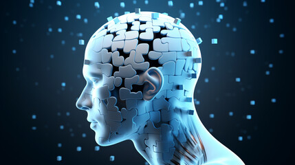 futuristic image of a human head in profile. Generative Ai. 