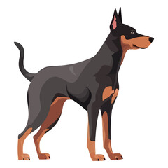 Dynamic Doberman: Whimsical Illustration of a Cute Pinscher