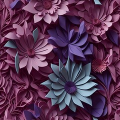 Purple Flower Design, seamless, Paperwork - AI Generated