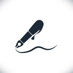 Pen and signature or written icon vector isolated on white background.