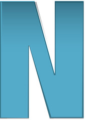 Retro font, blue letter N