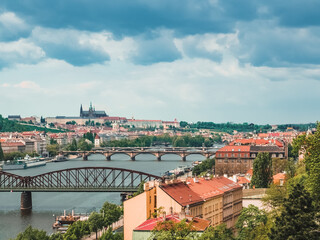 Naklejka na ściany i meble Prague. Panoramic view of the city. Beautiful European city