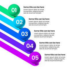 Infographic template. 5 balls with numbers and text