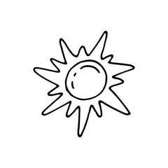 Star, luminous celestial body. Astronomy. Space. Doodle. Vector illustration. Hand drawn. Outline.