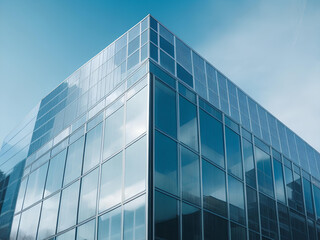 A modern gray buildings with glass windows under the clear sky generateed by ai