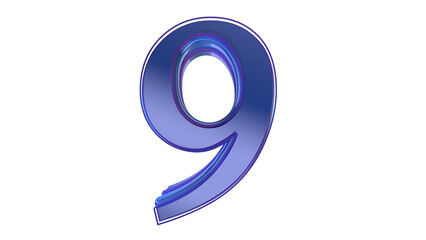 Blue glossy 3d number 9