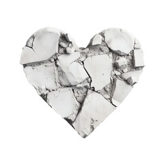 Wounded Love: Top View of White Broken Heart on Stone concrete Surface. Generative AI
