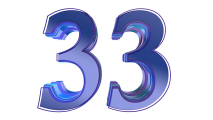 Blue glossy 3d number 33