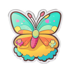  Cartoon butterfly stickers, Generative Ai illustration, butterfly, butterfly cartoon, kawaii