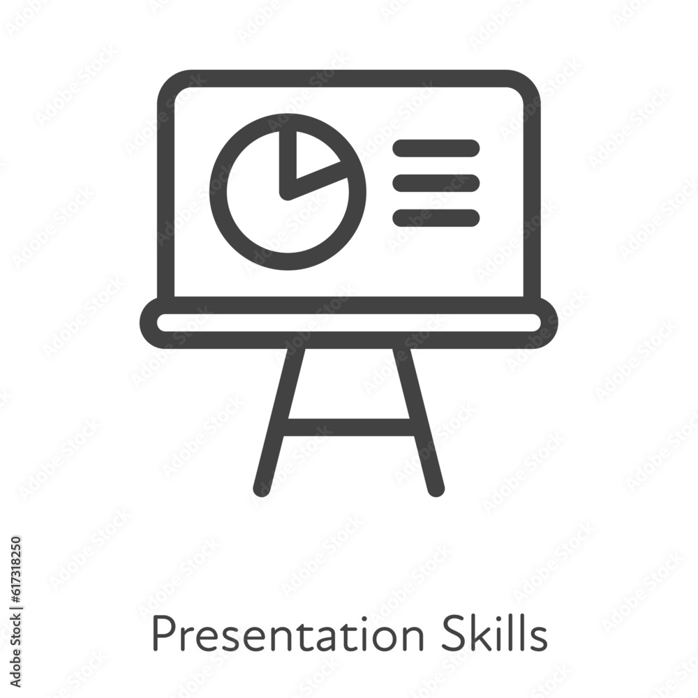 Poster outline style ui icons hard skill collection. technical and business. vector black linear icon illus