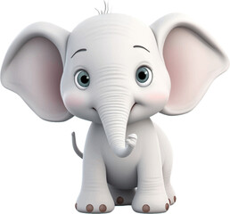 Cute elephant in 3D style. 