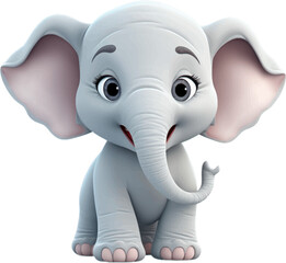 Cute elephant in 3D style. 