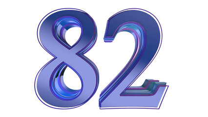 Blue glossy 3d number 82