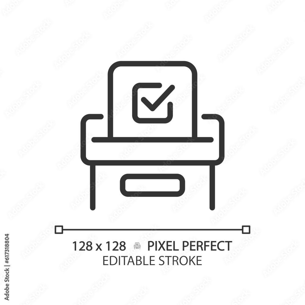 Aufkleber editable pixel perfect voting thin line icon with checkmark, isolated vector illustration, editable 