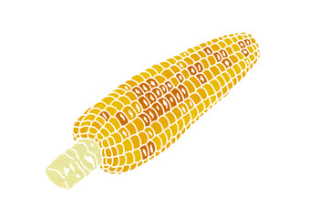 焼きとうもろこしのイラスト（版画風）