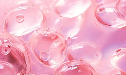 Translucent pink gel-like flowing liquid abstract background, natural organic renewal cosmetics, alternative medicine. Refreshing, cool organic skincare concept.