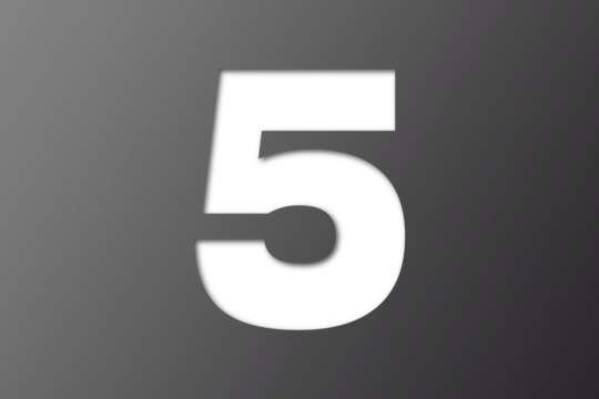 number cut paper 5 black gray isolated on transparent background - Powered by Adobe