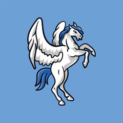 Pegasus character logo design vector.