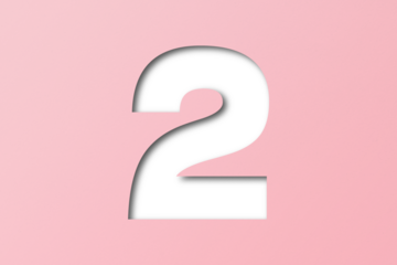 number cut paper 2 pink isolated on transparent background