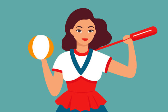 baseball woman minimal illustration