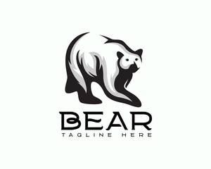 walking wild bear art logo design template illustration inspiration