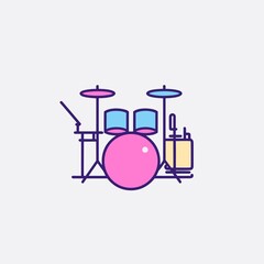 Drum Set Icon on White Background. Minimalist Design. Vector Illustration.