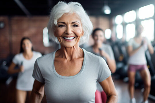 AI generated image of mature woman at gym