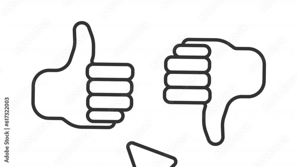 Poster user feedback icon animation. animated line thumb up and thumb down. cursor click. like button. onli