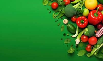 Organic Vegetable Advertising Background, Vegetarian Food for Healthy Nutrition. Generative Ai