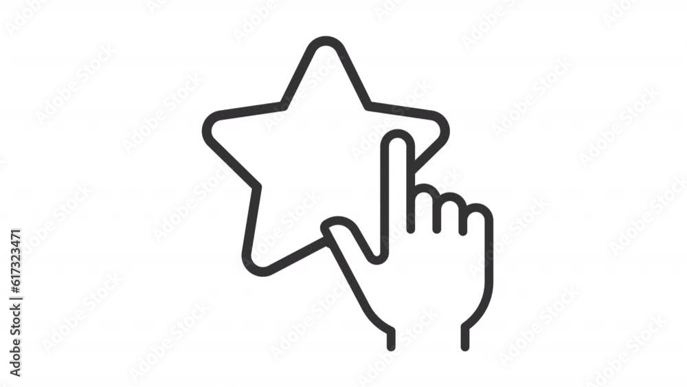 Poster add to favorites icon animation. finger touching star symbol animation. digital content. interface m