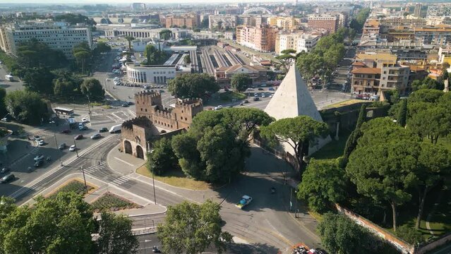 Establishing Aerial Shot of Ostiense Square