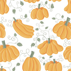 Seamless pattern with pumpkins. Autumn design. Thanksgiving and harvest concept. Modern print for fabric, textiles, wrapping paper. Vector illustration