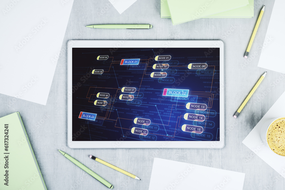 Leinwandbilder abstract creative coding illustration on modern digital tablet display, software development concept