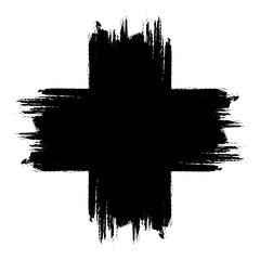 Obraz premium Scribble cross stain. Grunge mark frame. X hand drawn in brush. Sale banner. Vector background