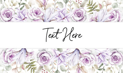 beautiful watercolor floral background with purple flower decoration