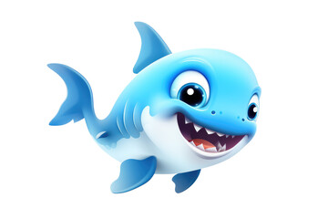 Baby shark on transparent background for cartoon style. Generative Ai