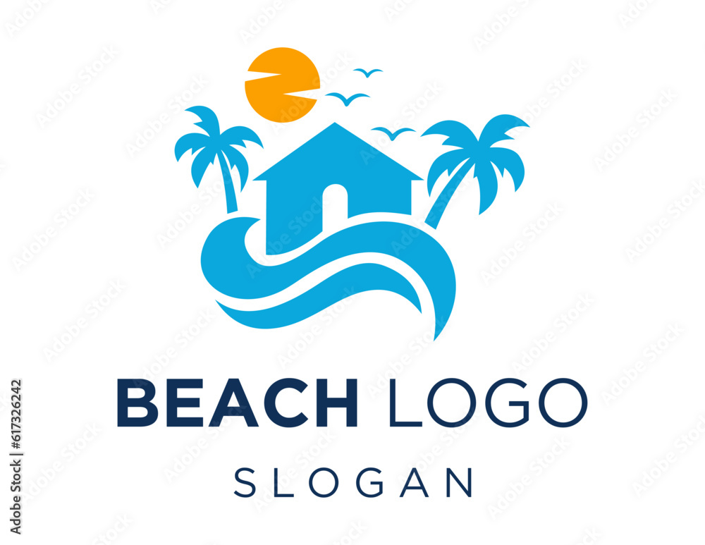 Poster logo about beach on a white background. created using the coreldraw application.
