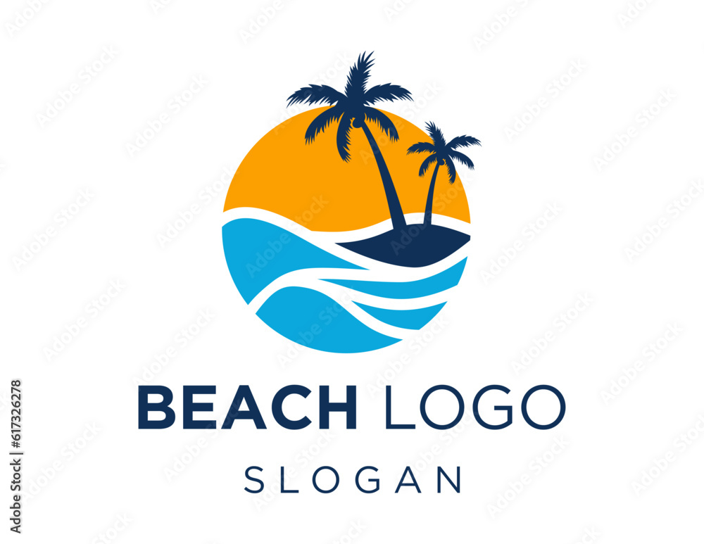 Poster logo about beach on a white background. created using the coreldraw application.