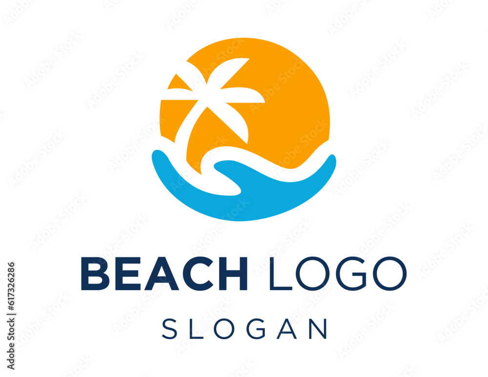 Poster logo about beach on a white background. created using the coreldraw application.