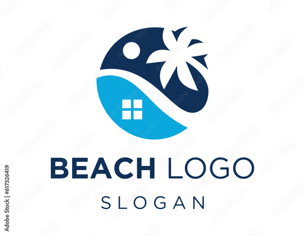 Poster logo about beach on a white background. created using the coreldraw application.