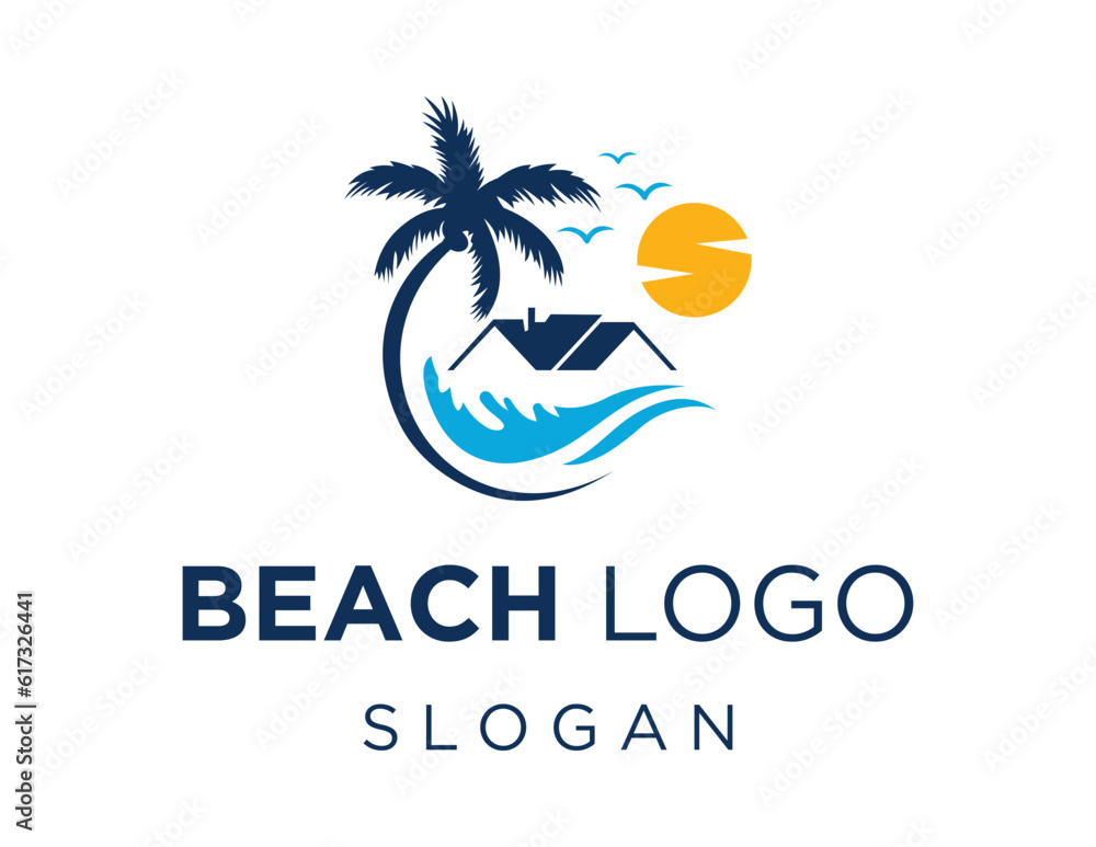 Poster logo about beach on a white background. created using the coreldraw application.